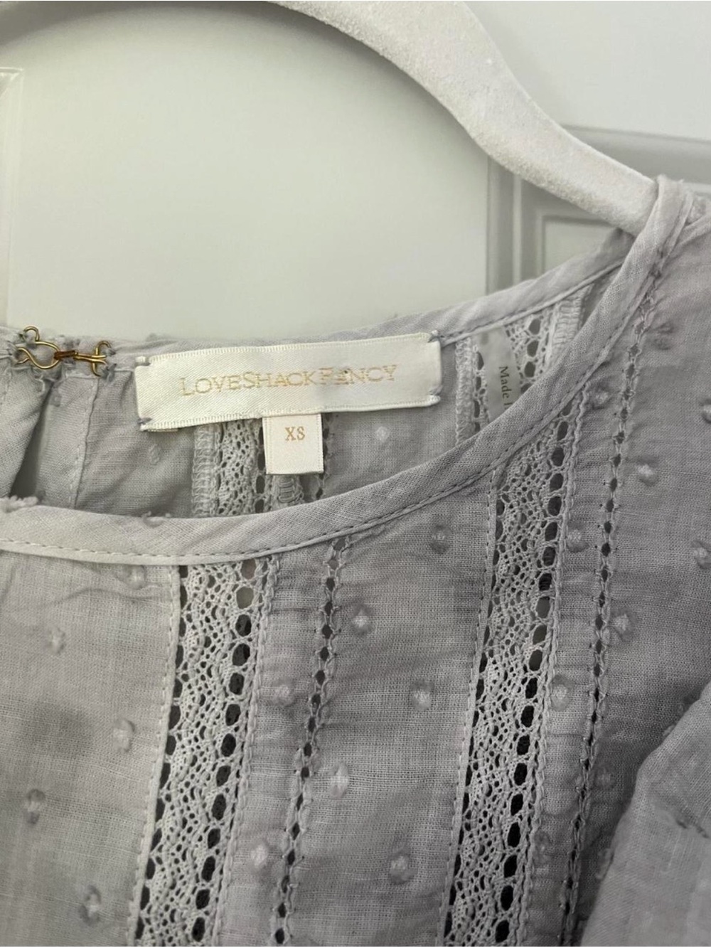 LoveShackFancy Light Gray Ruffled Mini Dress - Picture 2 of 2
